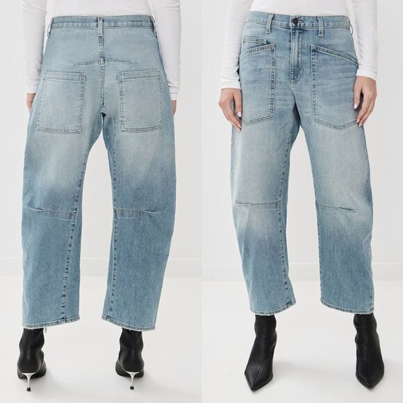 Nili Lotan Shon Jean Summer Wash Barrel Leg Denim Size 31 - Picture 2 of 10